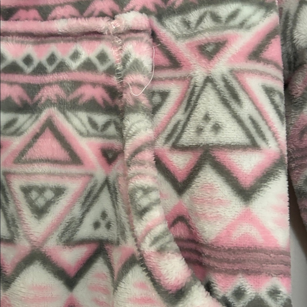 Cozy adult Pajamas with Hood - Pink and White - Picture 3 of 3